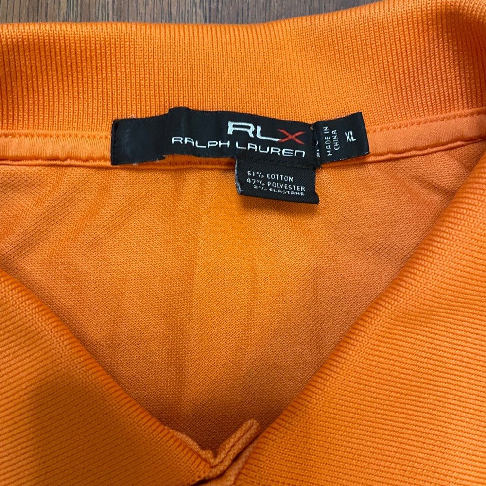 RLX Ralph Lauren Mens Orange Performance Pique Polo Shirt XL 1917 Crest Logo - Picture 4 of 7